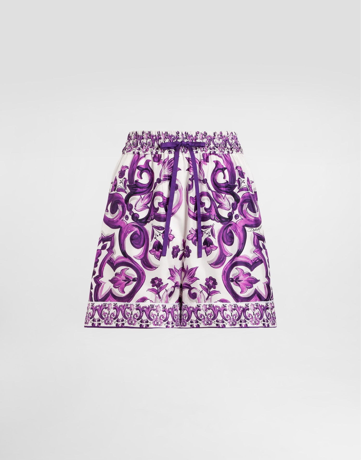 Shorts Dolce & Gabbana Dolce & Gabbana Majolica-Print Twill Shorts Lilla | FTDB8THI1Y8I23TN, 0