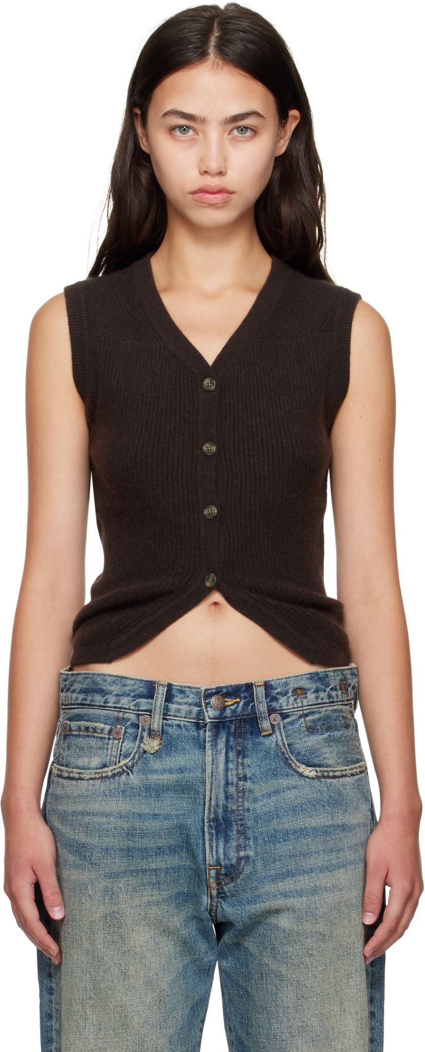 Vest R13 R13 Ribbed Wrap Around Vest Brun | R13WY308-Y210A