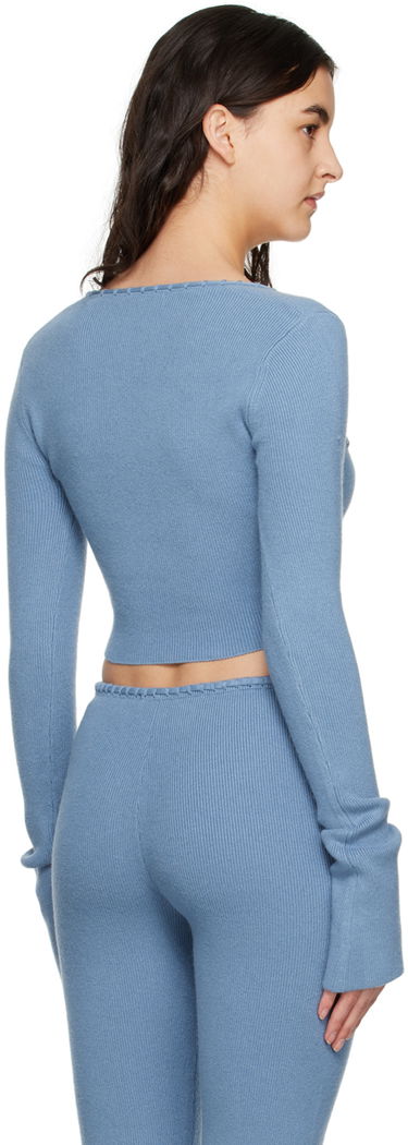 Sweater GUIZIO Guizio Bow Cropped Knit Sweater Blå | DGF22K302_BLU, 2