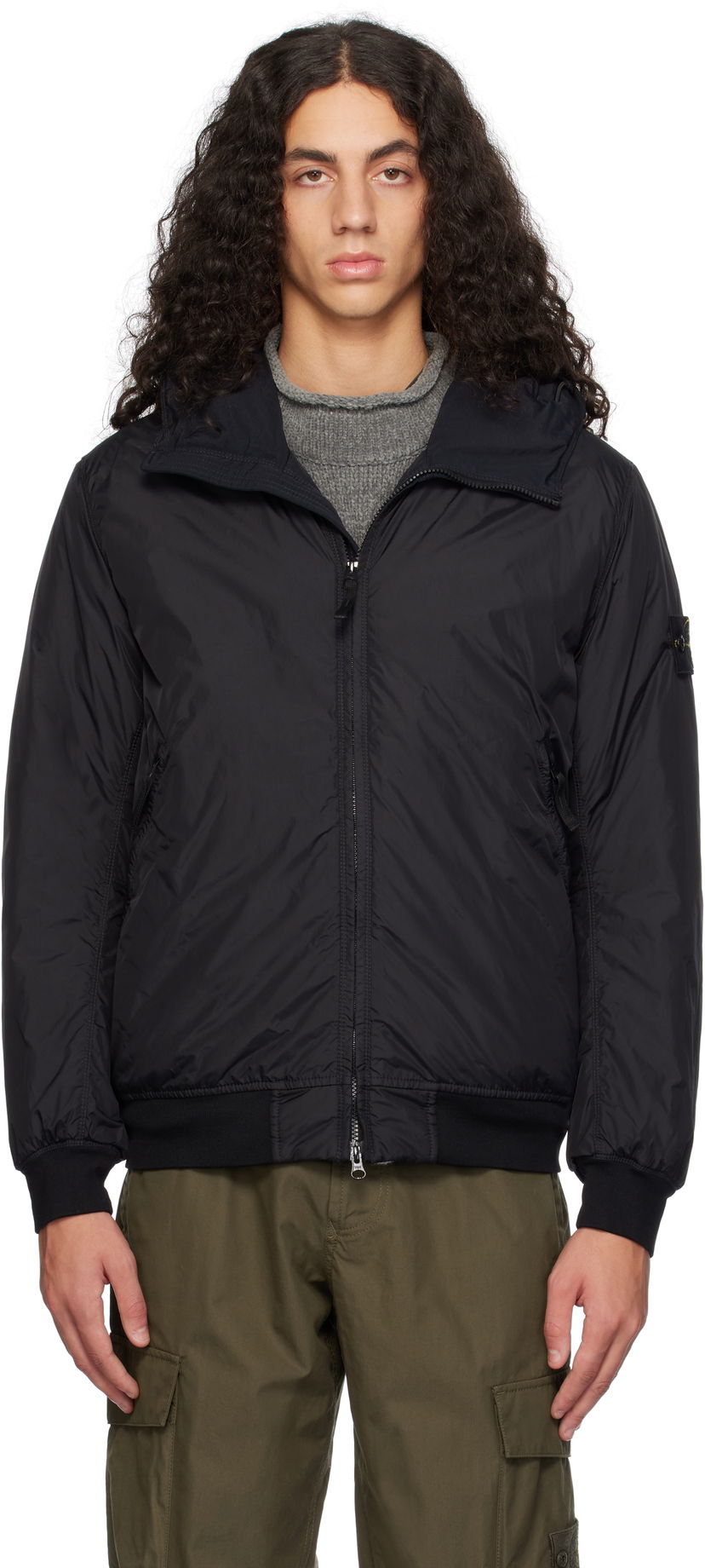 Bomberjakke Stone Island Crinkle Reps R-NY Bomber Jacket Sort | 811540823