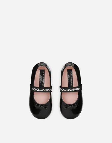 Sneakers og sko Dolce & Gabbana Patent Leather Ballet Flats With Bow For First Steps Sort | D20093A483180999, 3