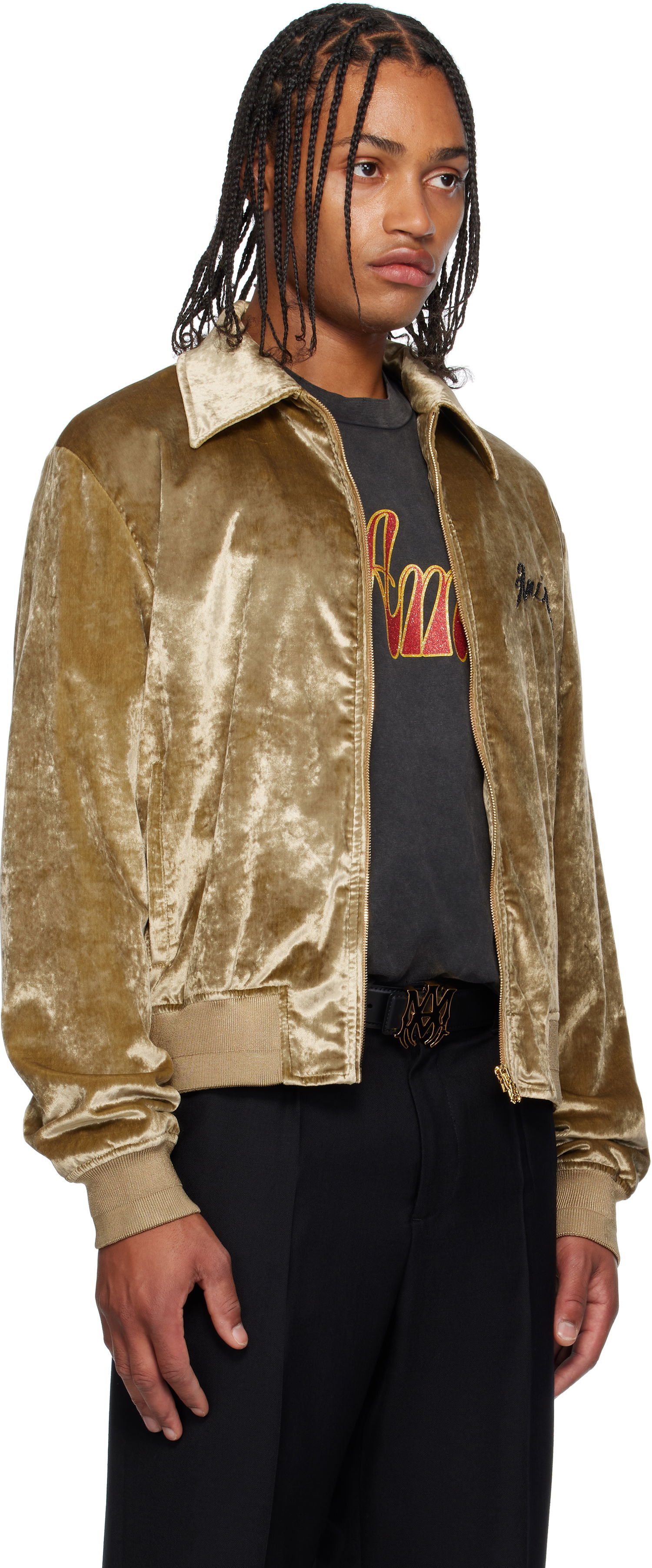Jakke AMIRI AMIRI Dragon Velvet Jacket Beige | AMOUBB1054, 1