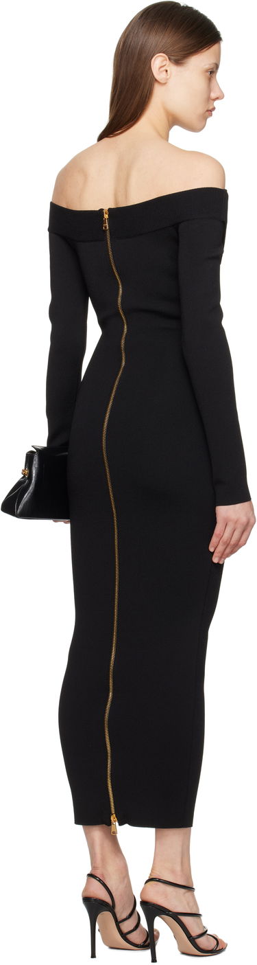 Kjole Balmain Balmain Plain Knit Off-The-Shoulder Maxi Dress Sort | EF1RL109KH82, 2