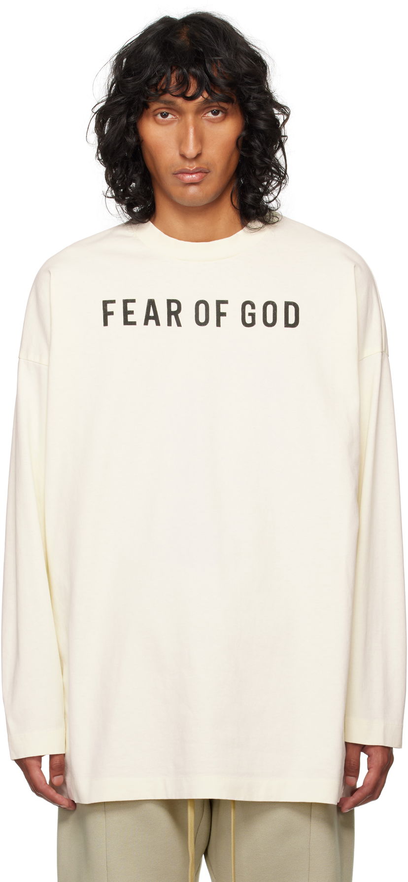 T-shirt Fear of God Thunderbird Long Sleeve T-shirt Hvid | FG24FW50-10175EBHWJ