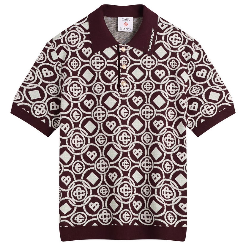 Polo skjorte Casablanca Casablanca Monogram Polo, Size Large Bourgogne | M-AW25-KW-1092-01
