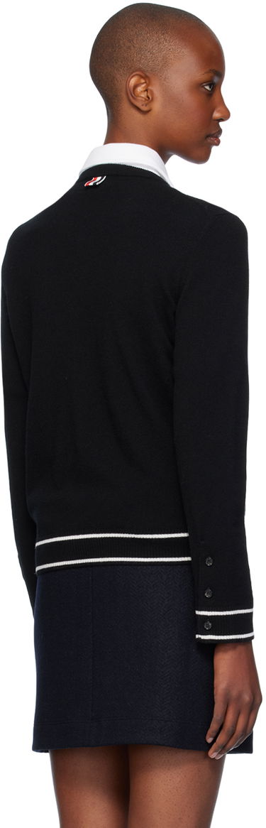 Sweater Thom Browne Thom Browne Pointelle Hector & Rose Cardigan Sort | FKC604E-Y1029, 2