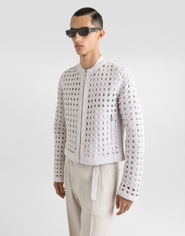 Jakke Dolce & Gabbana Dolce & Gabbana Woven Nappa Leather Jacket Hvid | G9BGSLGJ158W0001, 3