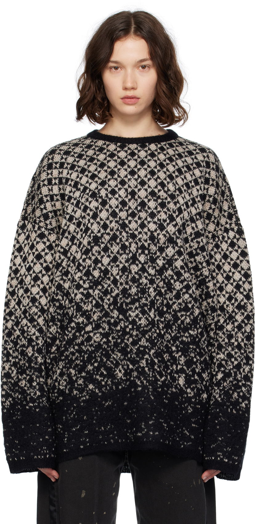 Sweater Maison Margiela MM6 Maison Margiela Wool & Mohair Dip Dye Sweater Sort | S52HL0051 M13136