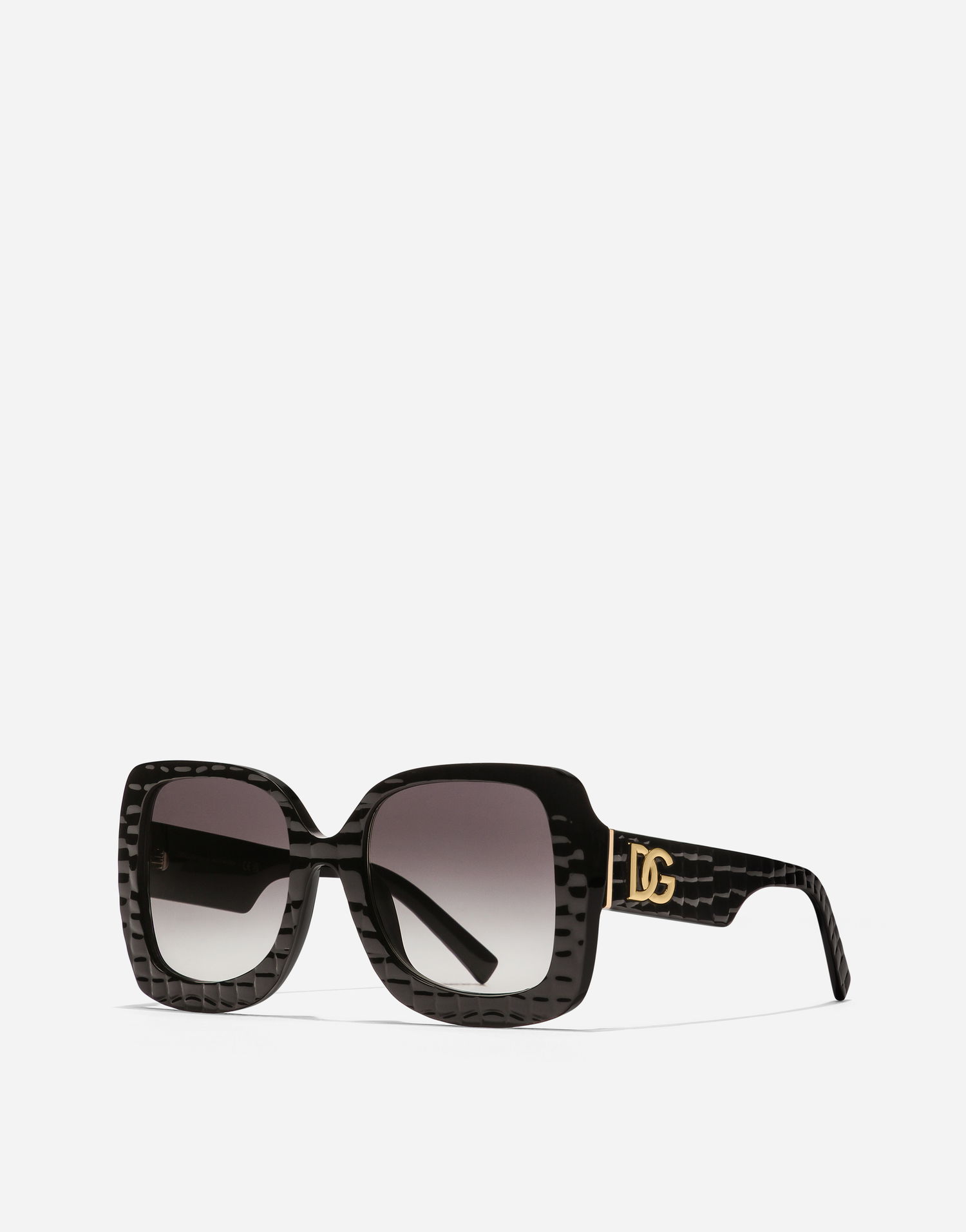 Solbriller Dolce & Gabbana Oversized Square Crossed Textured Gradient Sunglasses Sort | VG4513VP88G9V000, 1