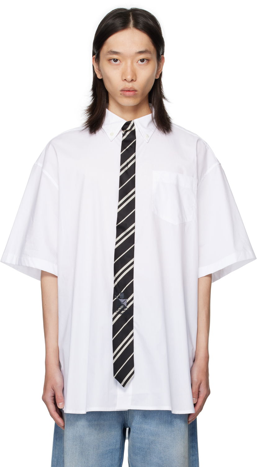 Skjorte VETEMENTS Vetements Tie Short-Sleeve Shirt Hvid | UH76SH250W