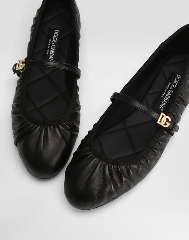 Tilbehør Dolce & Gabbana Dolce & Gabbana Nappa Leather Ballet Flats Sort | CB0257AD1378B956, 3