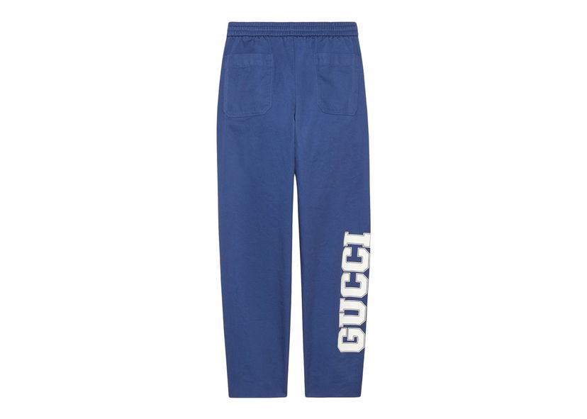 Joggingbukser Gucci Logo-Print Drawstring Track Pants Blue Mørkeblå | 694110 Z8A0M 4307