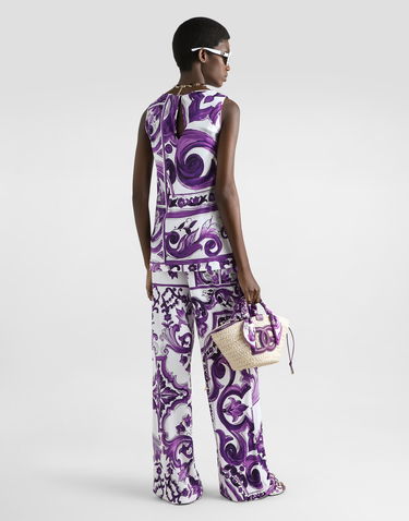 Tanktop Dolce & Gabbana Dolce & Gabbana Majolica-Print Sleeveless Top Lilla | F7AV2TFS8C0IP3TN, 2
