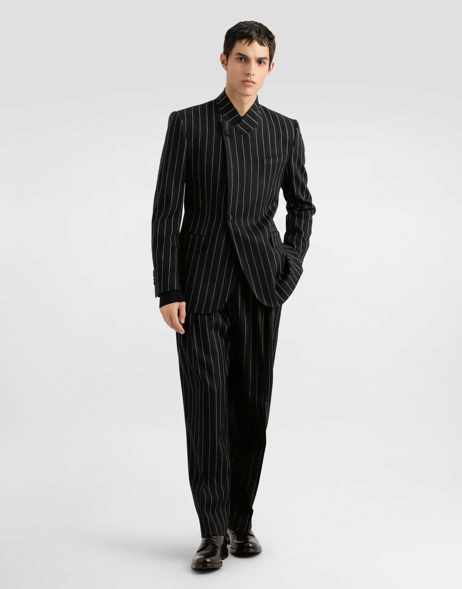 Jakke Dolce & Gabbana Dolce & Gabbana Sicilia Single-Breasted Pinstripe Jacket Sort | G2VO4TFRMD4S8051, 1