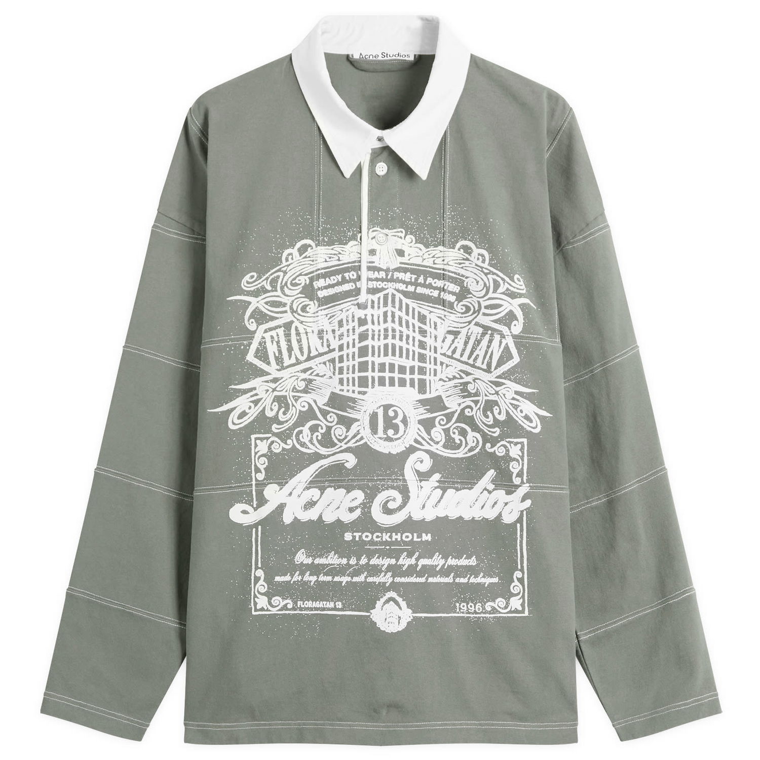 Polo skjorte Acne Studios Erber U Venice Logo Rugby Shirt, Size Small Grøn | CL0396-DSQ, 0