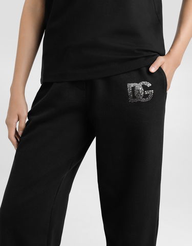 Joggingbukser Dolce & Gabbana Dolce & Gabbana Jersey Jogging Pants with Rhinestone DG Logo Sort | FTC91ZGDCXWN0000, 3