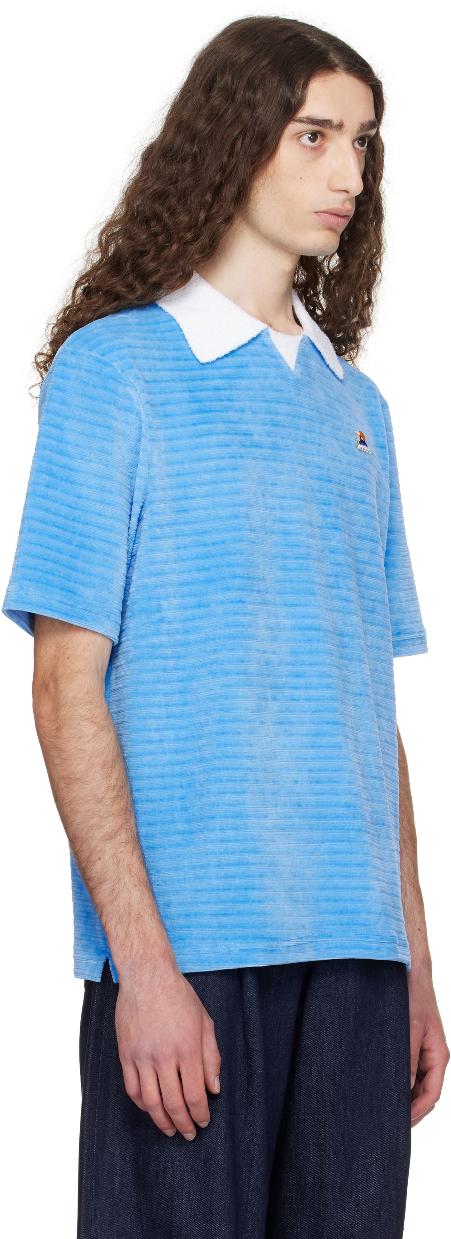 Polo skjorte Casablanca Casablanca Velour Stripe Polo Blå | MPF25-JTP-383-01, 1
