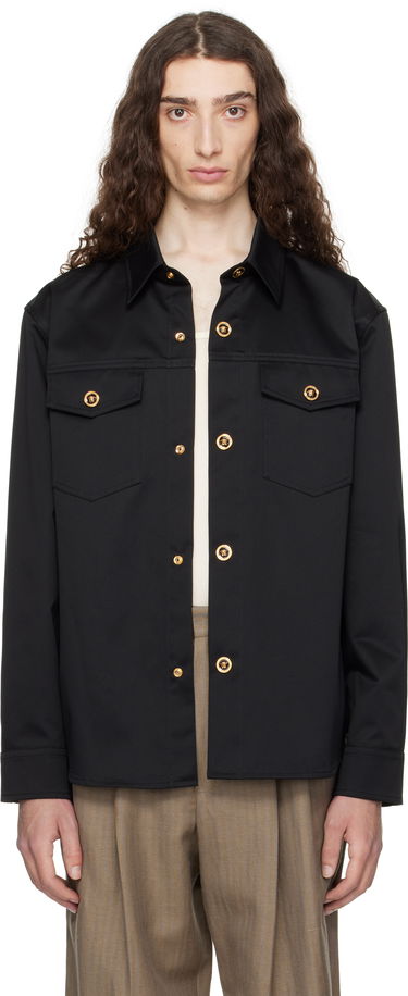 Skjorte Versace Versace Gabardine Overshirt Sort | 1017413_1A01718, 0