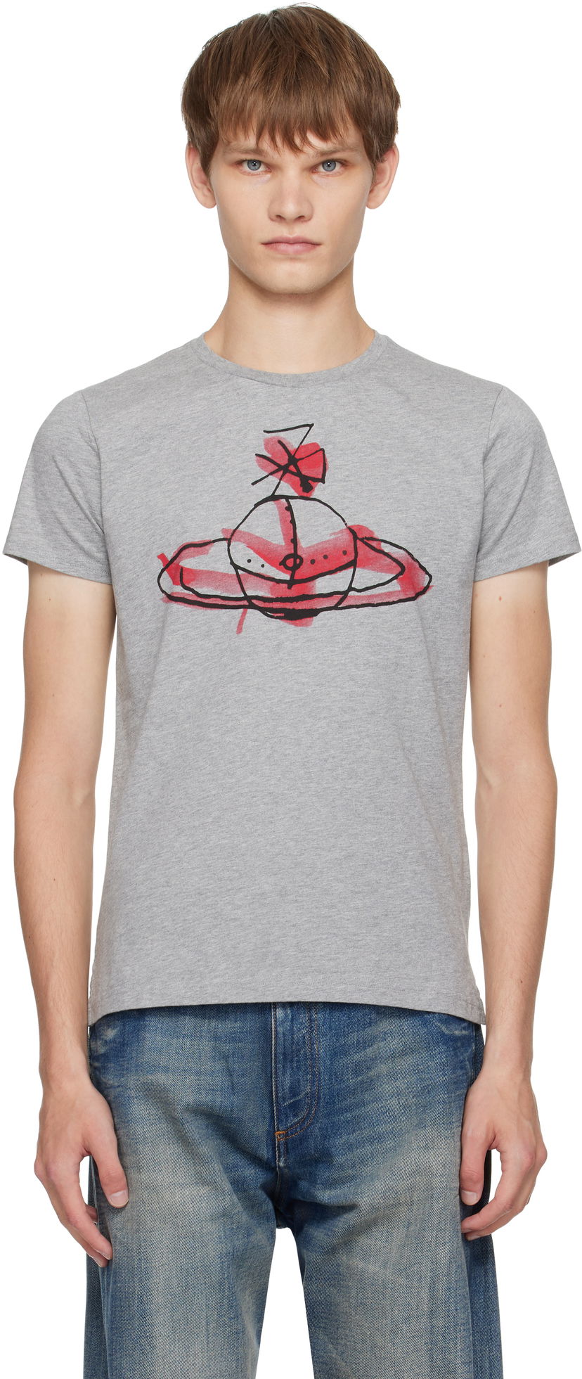 T-shirt Vivienne Westwood Vivienne Westwood Drawn Orb T-Shirt Grå | 3G01003X-J001M-