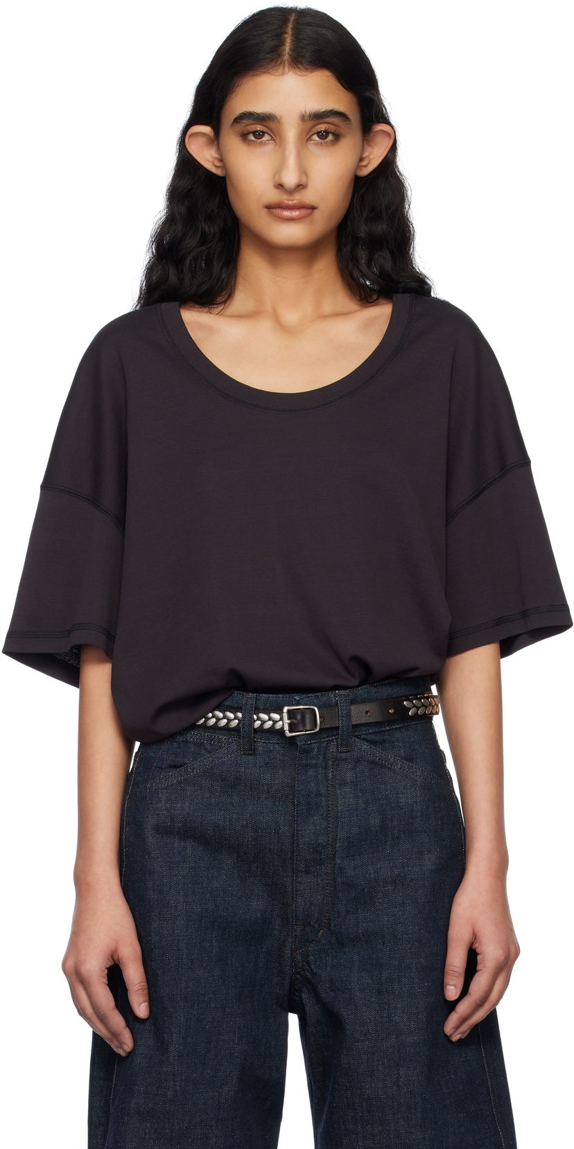 T-shirt LEMAIRE Lemaire Rib Knit T-Shirt Sort | TO1146 LJ1016