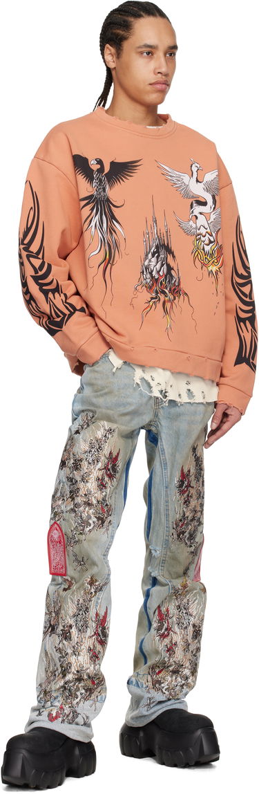 Sweatshirt Who Decides War Who Decides War Nefarious Winged Crewneck Sweater Orange | 1110390004SS25, 3