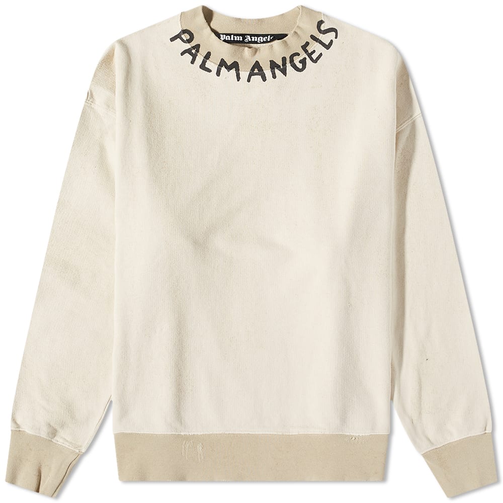 Sweatshirt Palm Angels Neck Logo Crew Sweat Beige | PMBA065S23FLE0090110, 0