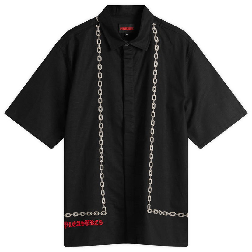 Skjorte Pleasures Pleasures Chain Shirt, Size Large Sort | P25SU003-BLK