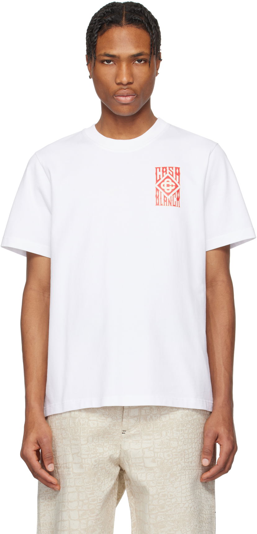 T-shirt Casablanca Casablanca Gothic Logo T-Shirt Hvid | MS25-JTS-001-19-EX-SSENSE