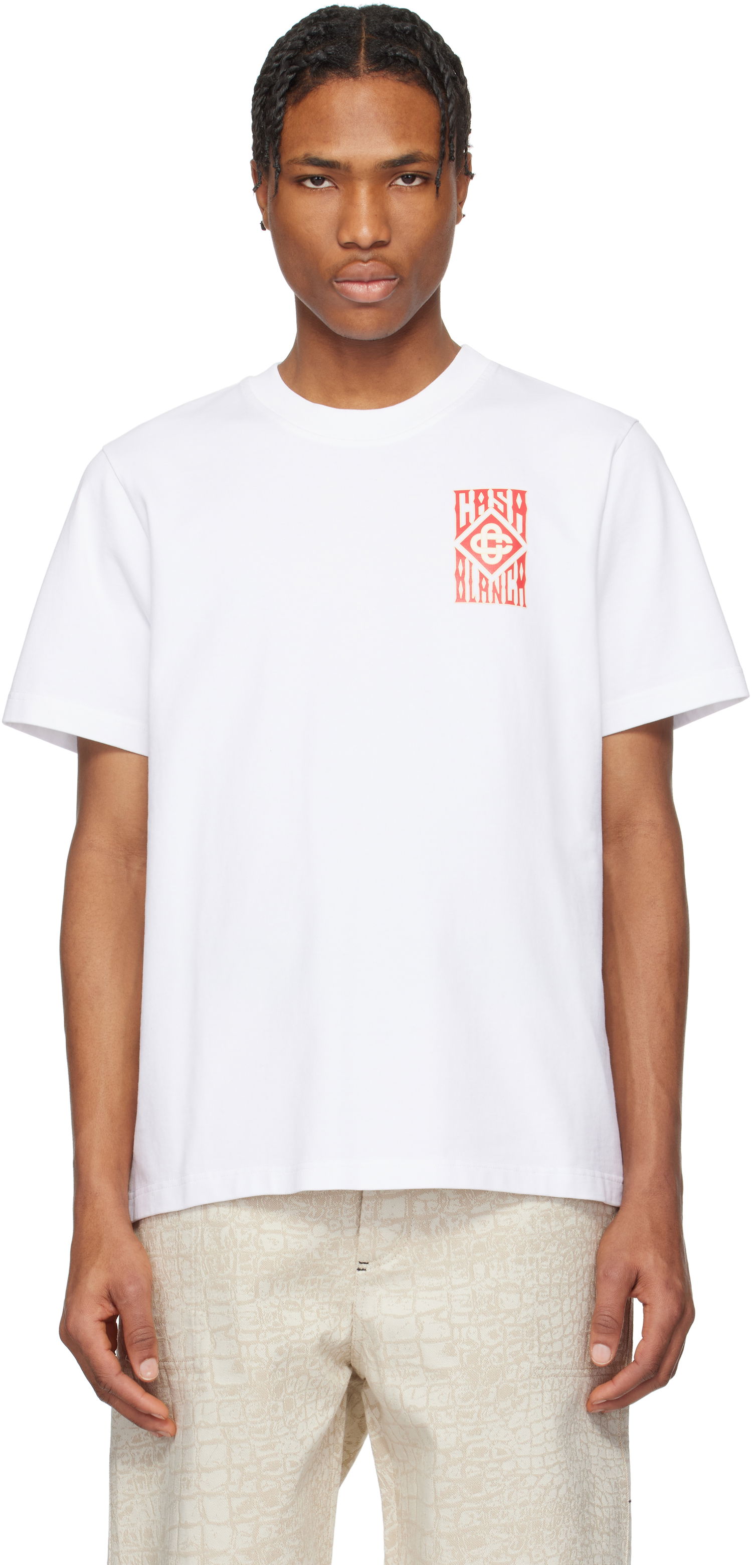 T-shirt Casablanca Casablanca Gothic Logo T-Shirt Hvid | MS25-JTS-001-19-EX-SSENSE, 0