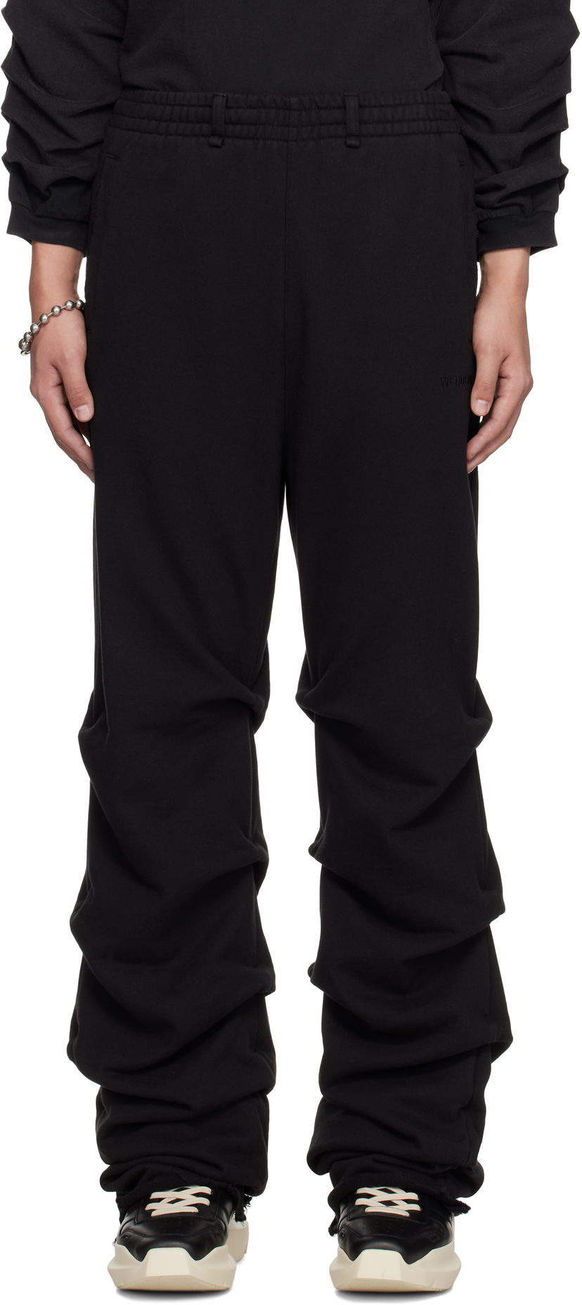 Joggingbukser We11done We11done Wrinkled Straight Jogger Sweatpants Sort | WD-TA0-25-724-U-BK