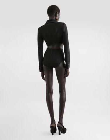Jakke Dolce & Gabbana Dolce & Gabbana Cropped Wool Crepe Jacket Sort | F27EFTFU2TZN0000, 2