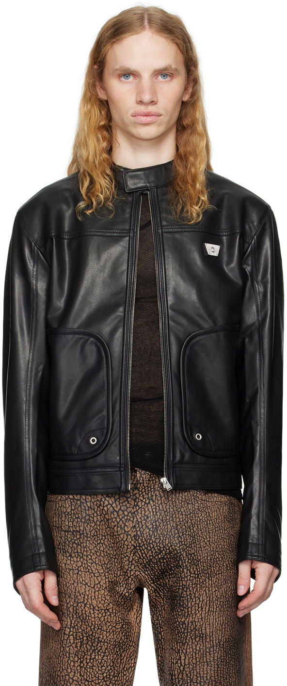 Jakke MISBHV Faux-Leather Jacket Sort | 241M406