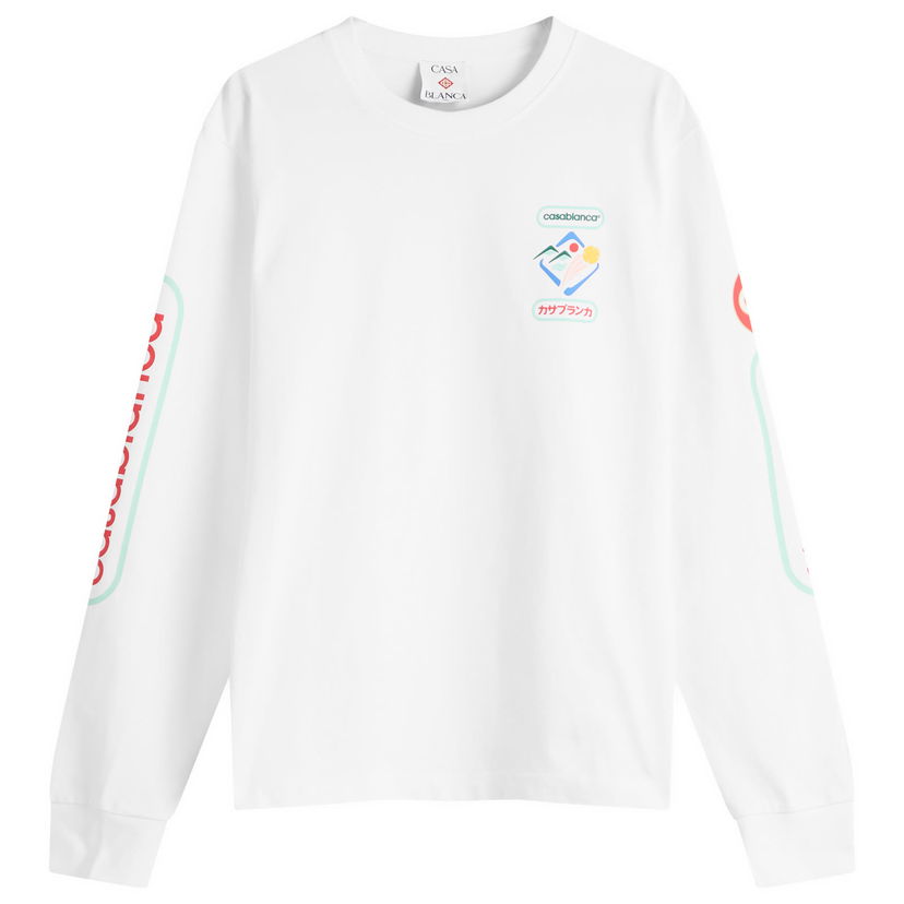 T-shirt Casablanca Casablanca Fuji Dream Screen Printed Long Sleeve T-Shirt, Size Large Hvid | MPF25-JTP-151-01