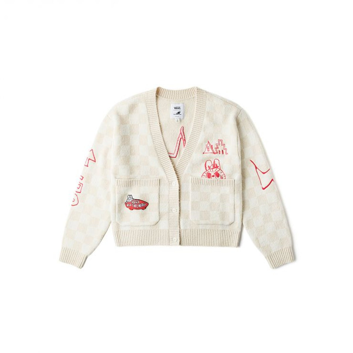 Sweater Vans The Monsters LABUBU Knit Cardigan Beige | VN000JFEDHI, 0