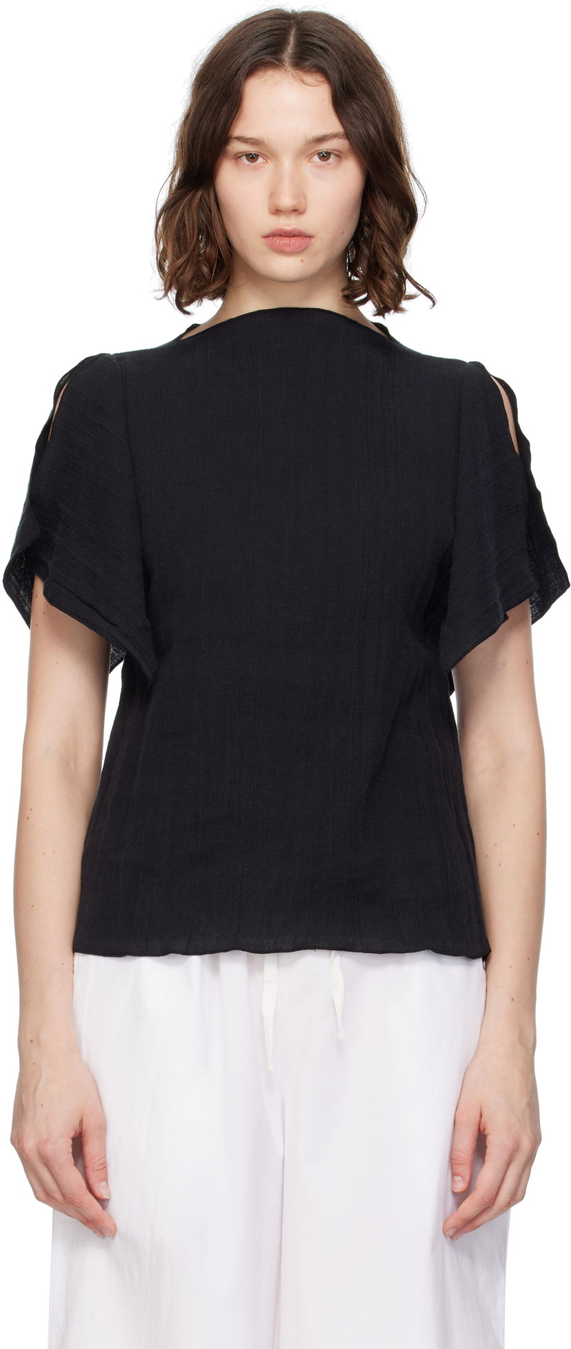 T-shirt Baserange Baserange Folio Short Sleeve Top Sort | TOFO-LC-SU25