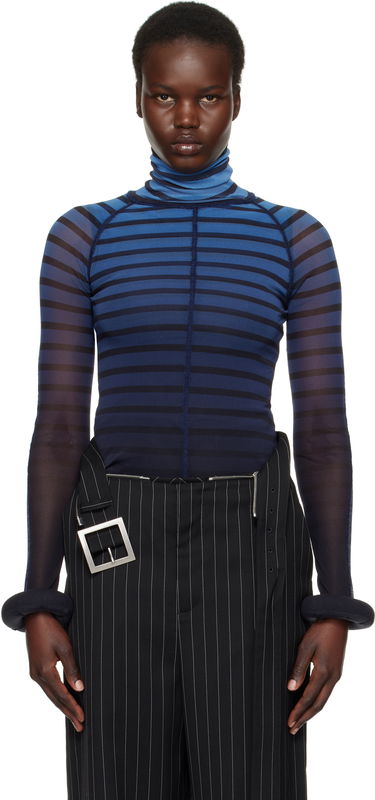 Sweater Jean Paul Gaultier Jean Paul Gaultier 'The 3D Striped' Turtleneck Top Blå | 25/33-F-TO235-T575-005956, 0
