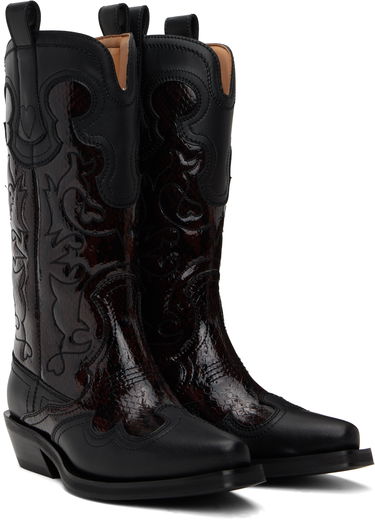 Tøj GANNI GANNI Mid Shaft Embroidered Western Boots Sort | S2857, 3