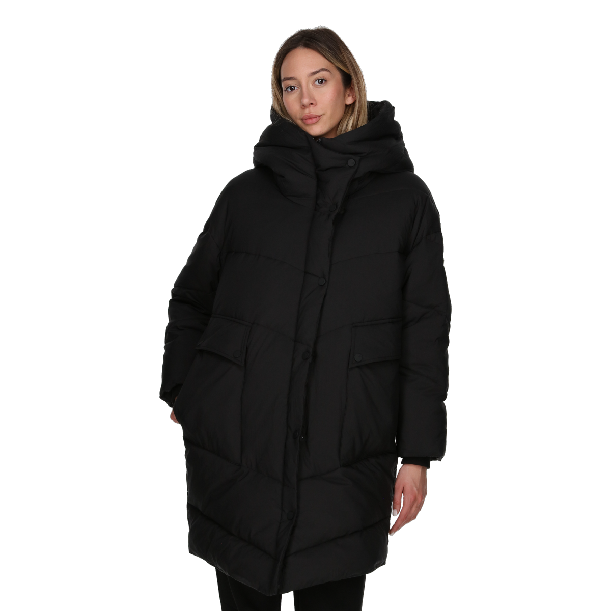 Puffer jakke Champion Long Puffer Jacket CAPSUL Sort | CHA233F504-01, 0