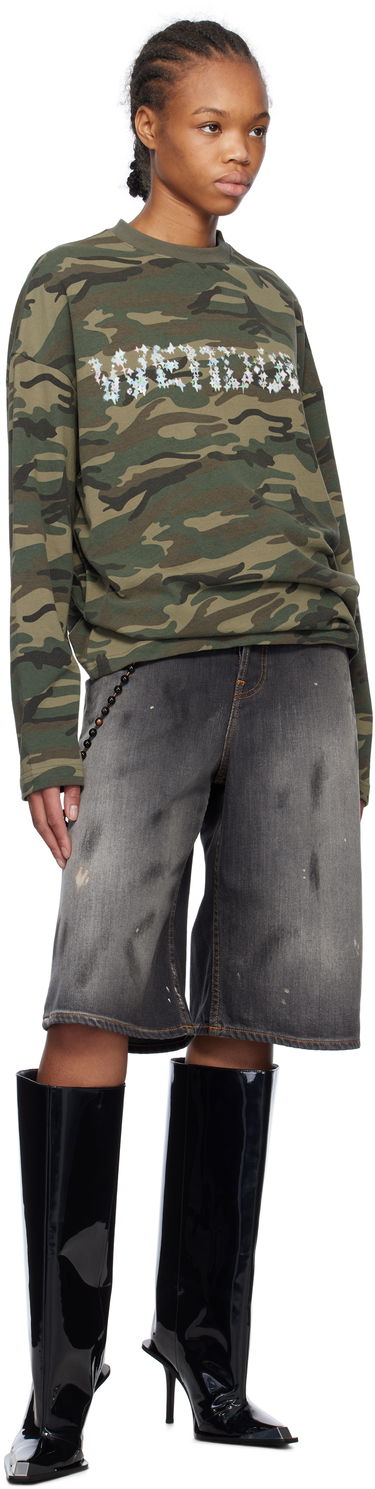 T-shirt We11done We11done Sparkle Logo Camo Long Sleeve T-Shirt Grøn | WD-TT0-25-742-U-MX, 3
