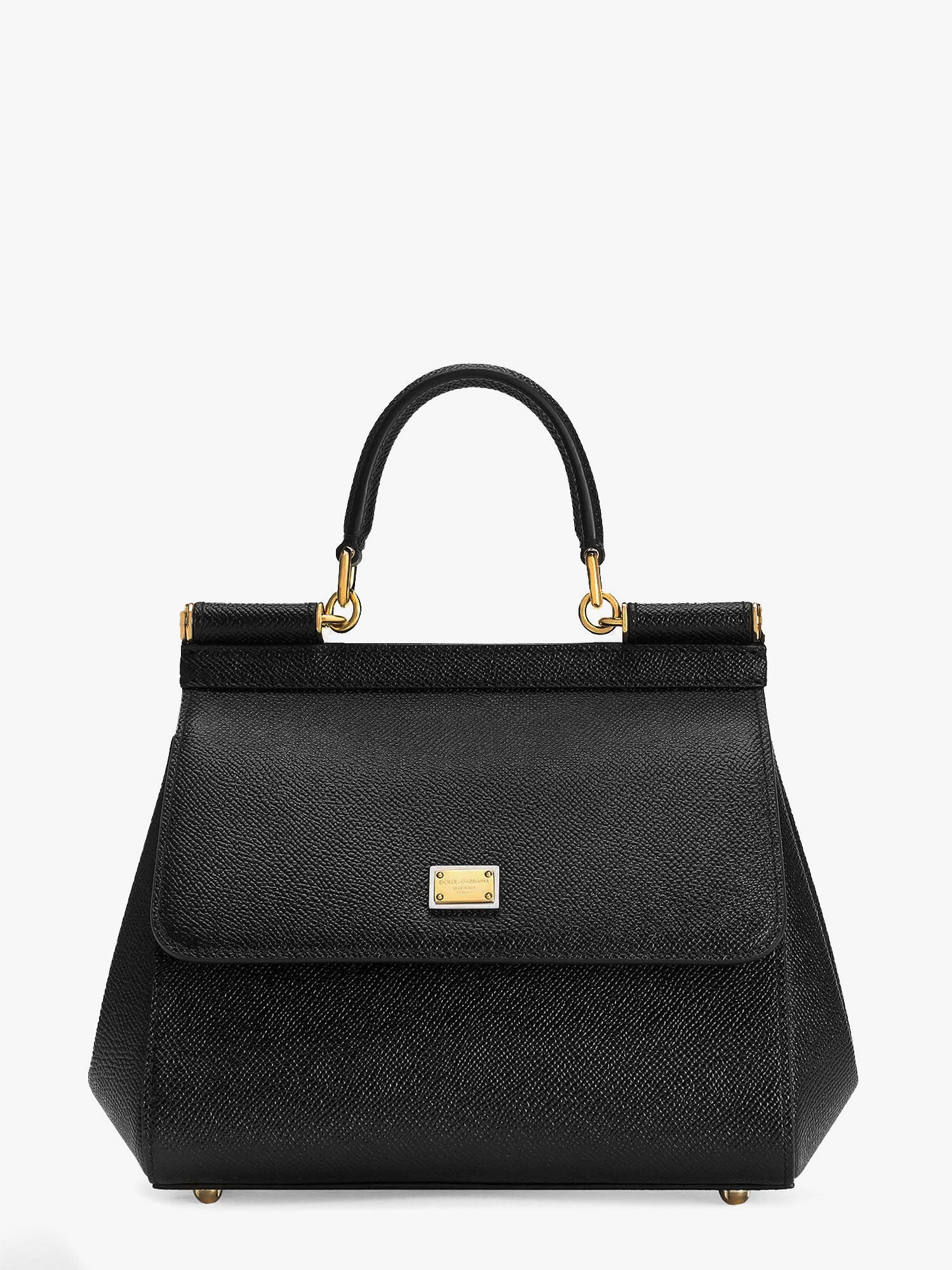 Håndtaske Dolce & Gabbana Sicily Medium Dauphine Leather Top Handle Bag Dolce & Gabbana Sort | BB6003B100180999, 0