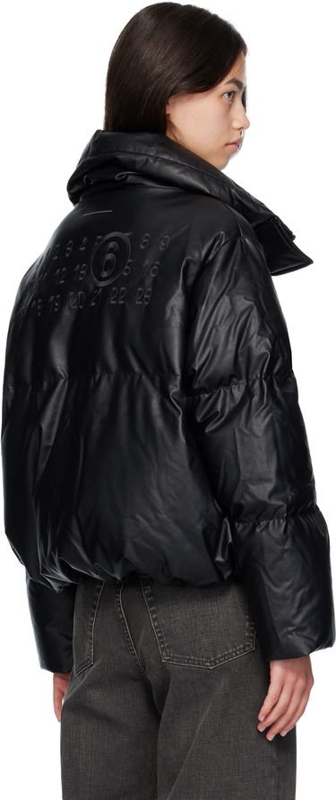Puffer jakke Maison Margiela MM6 Maison Margiela Faux-Leather Zip Down Jacket Sort | S52AM0338 S53057, 2