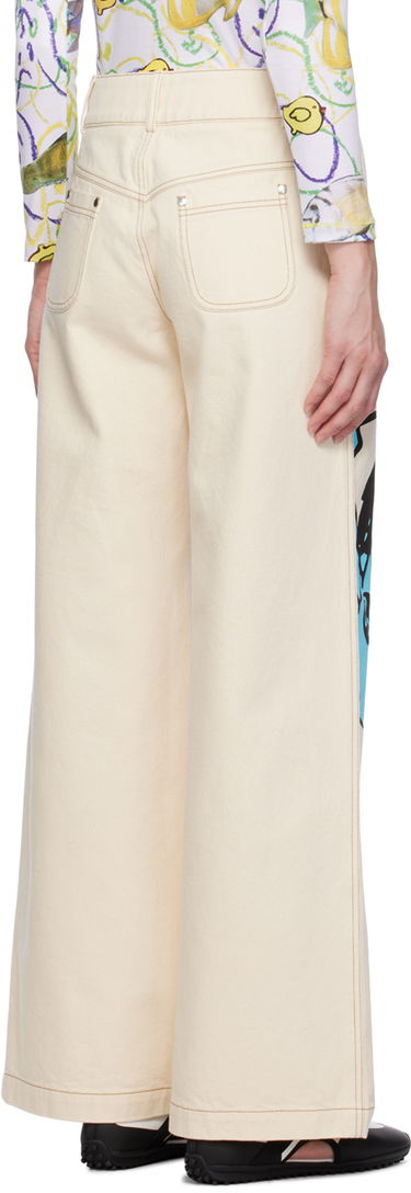 Jeans Chopova Lowena Graphic Print Wide-Leg Jeans Beige | 4062, 2