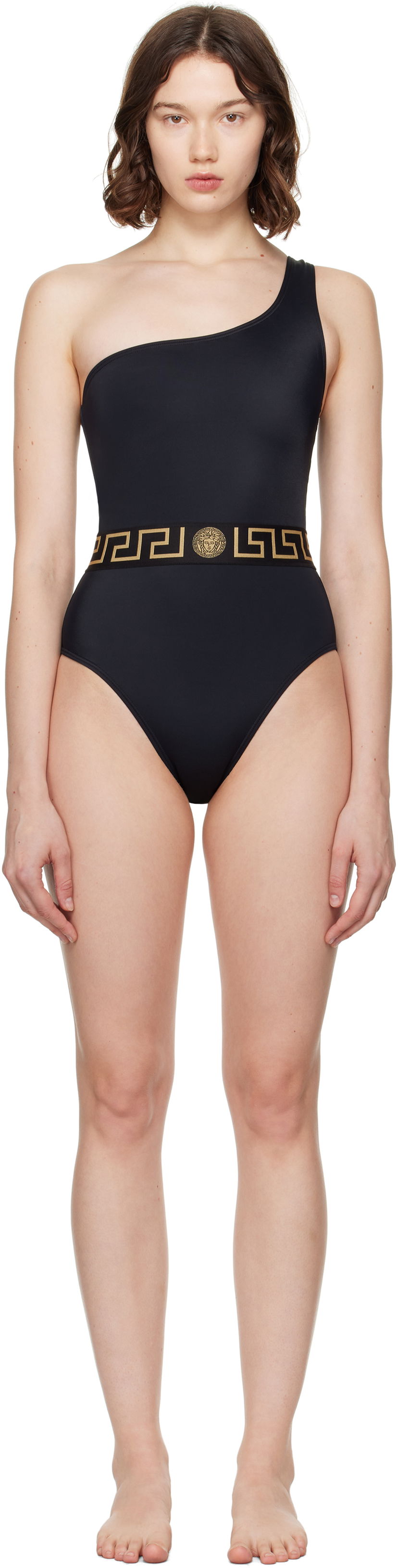 Badetøj Versace Greca Border One-Piece Swimsuit Sort | 1020488_1A11119
