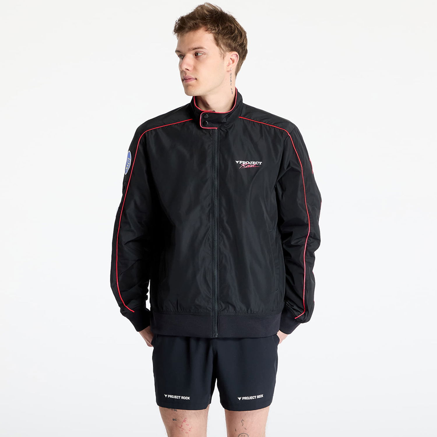 Bomberjakke Under Armour Project Rock Warmup Jacket Sort | 1389931-001, 0