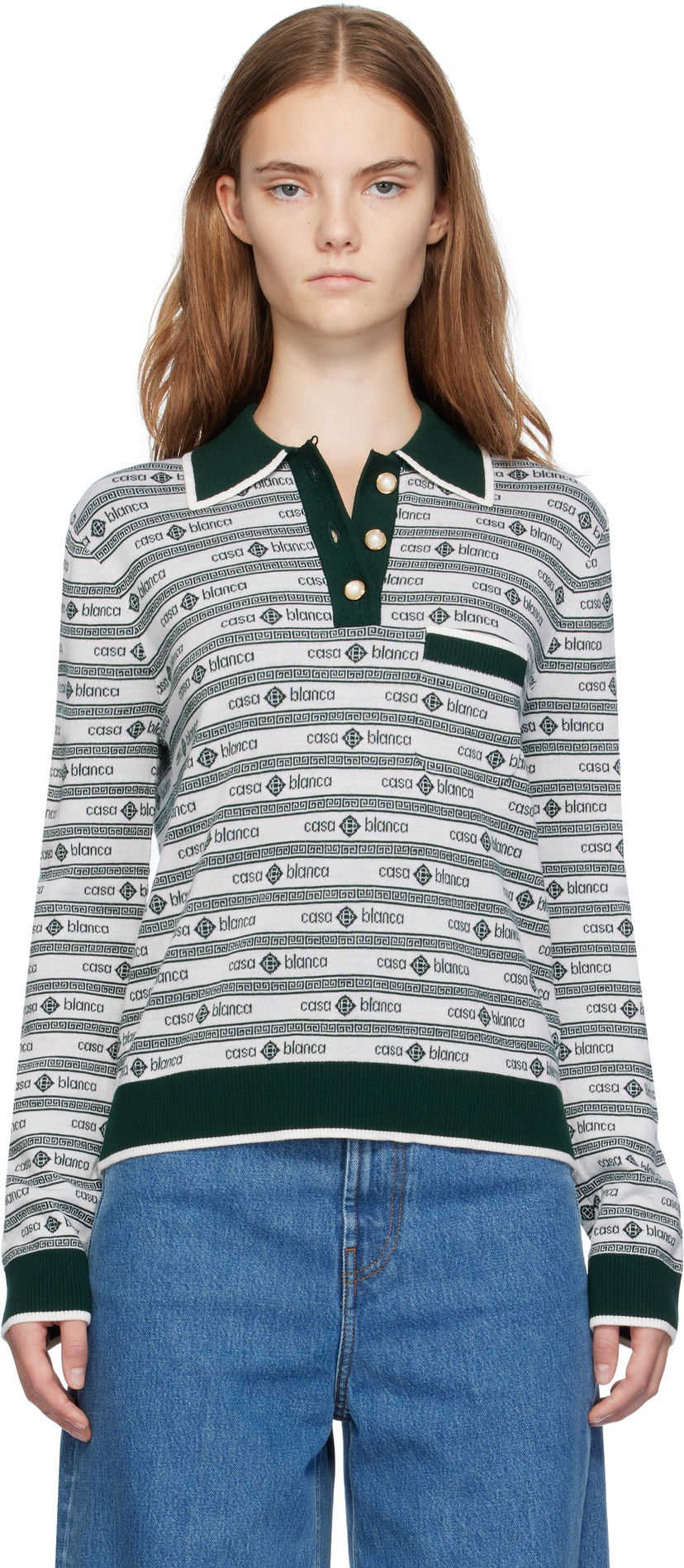 Polo skjorte Casablanca Logo Classic Polo Grå | WF24-KW-801-01
