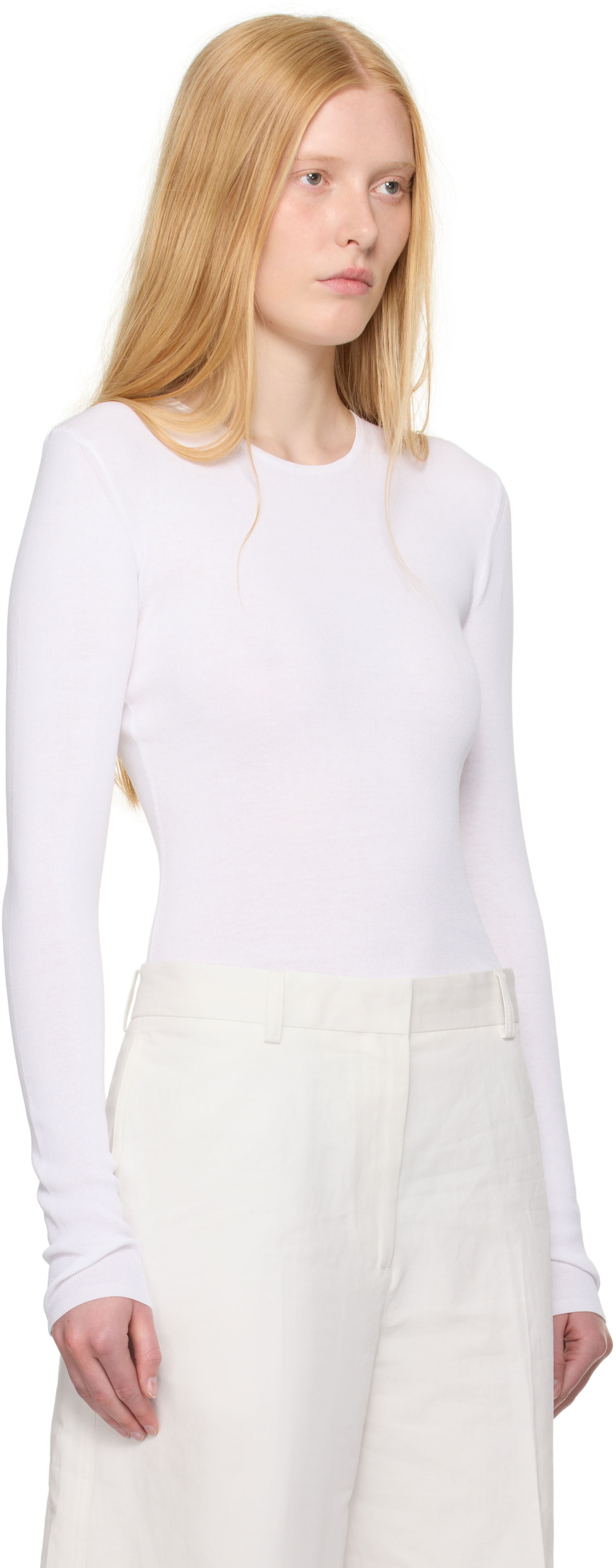T-shirt TOTEME TOTEME Compact Cotton T-Shirt Hvid | 252-WRT0491-YA0172, 1