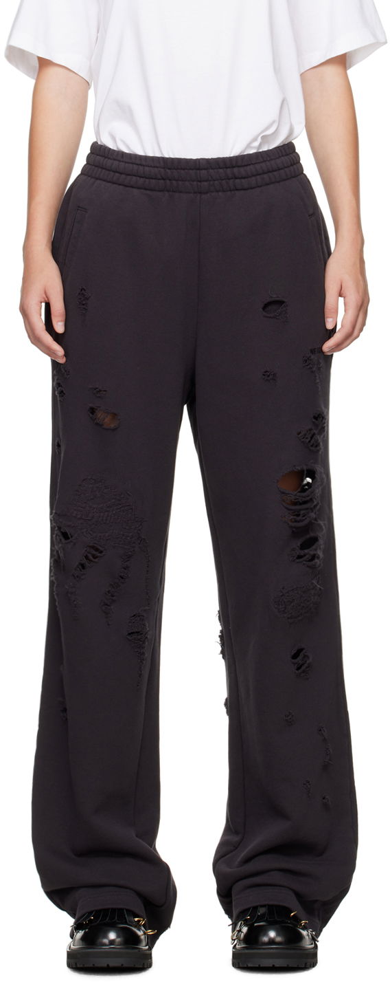 Joggingbukser We11done We11done Distressed Sweatpants Sort | WD-TA2-24-728-U-BK
