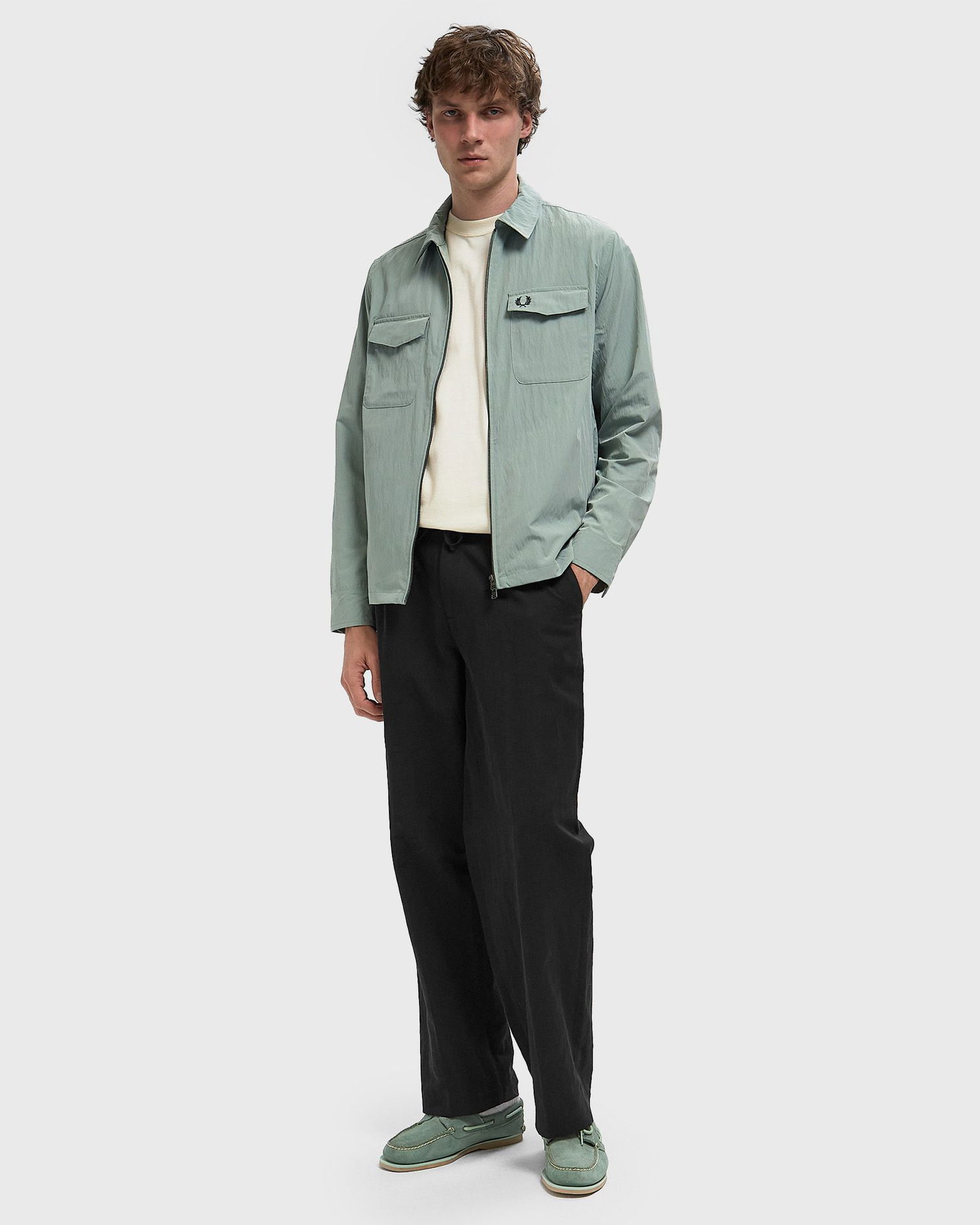 Skjorte Fred Perry Fred Perry Zip Through Overshirt Grøn | M5684-Z16, 1