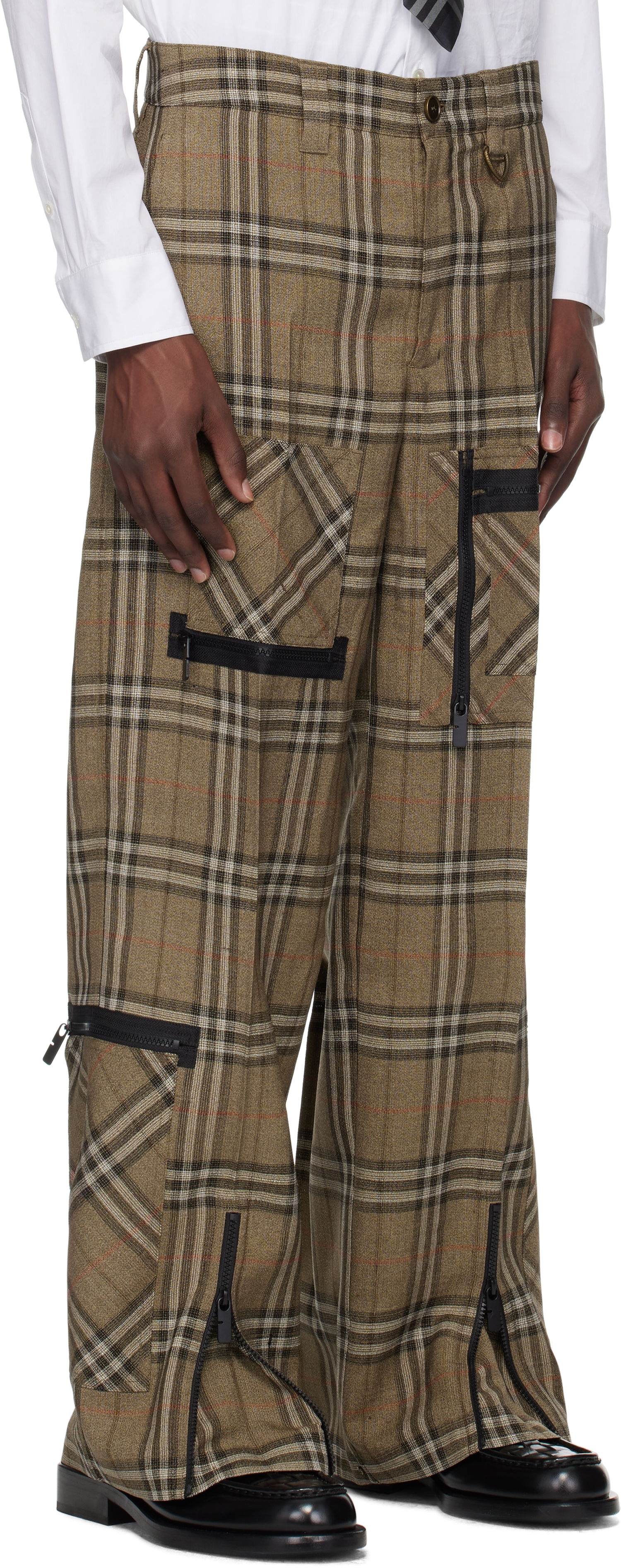 Bukser Burberry Burberry Check Silk Blend Cargo Pants Brun | 8108349, 1