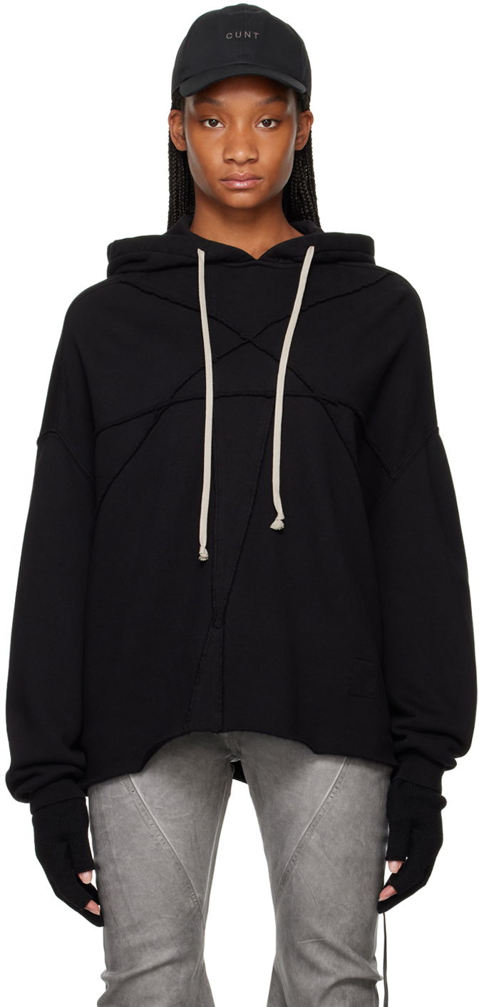 Sweatshirt Rick Owens Crater Hoodie Sort | DS02D2221 FET1